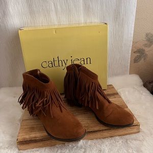 Cathy Jean Suede Fringe Booties